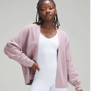 Lululemon Boxy Cotton-Blend Knit Wrap Baby Pink Athleisure Breathable Comfort